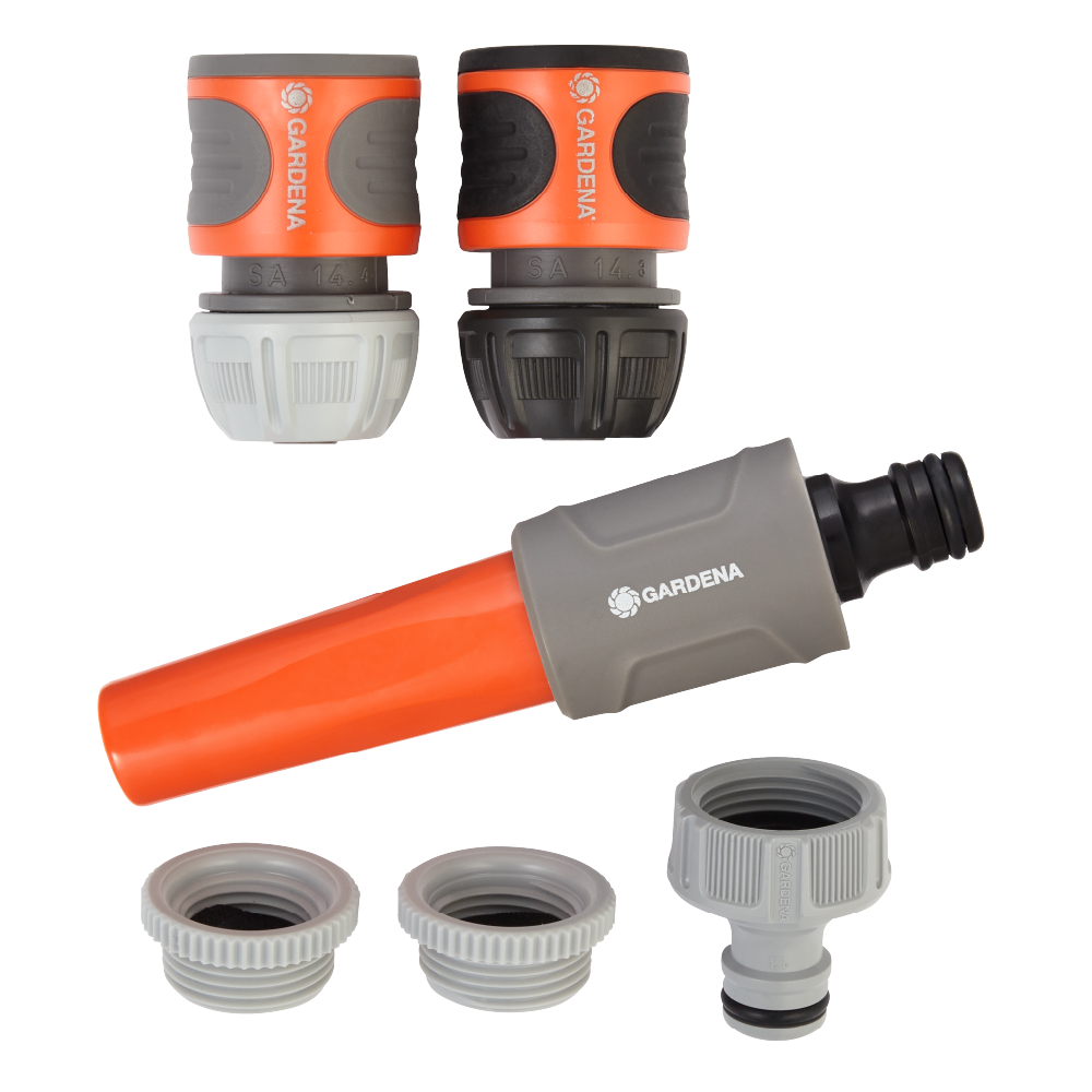 Gardena Garden Basic Set with Orange & Grey Hose Connectors & Watering ...